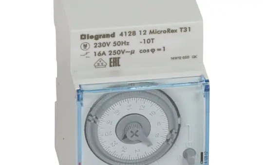 LEGRAND 412812 MicroRex minuterie journalière analogique, sans réserve de marche, 3 TE