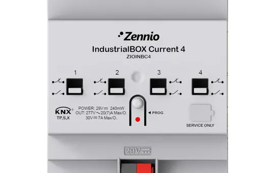 ZENNIO ZIOINBC4 Actionneur de commutation KNX IndustrialBOX Prise 4 voies, 20 A, charge C