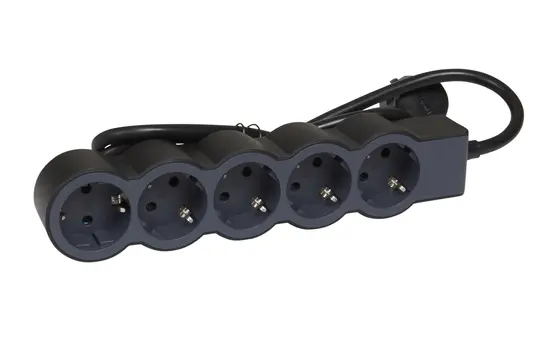 LEGRAND 694556 Power Strip 5 sockets, flat | black | 1,5 m