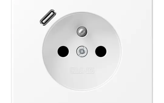 JUNG LS1520F-18CWWM International Socket LS FR/BE, USB-C, 16 A | snow white matt