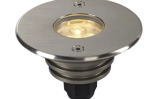 SLV 233500 Applique LED encastrée au sol extérieure DASAR 920 LV, 3000K, IP67, rond, 12-25 V, 5,6 W | acier inoxydable