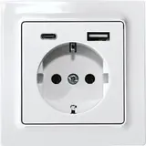 ELTAKO 30055902 Prise de courant avec terre dans l'E-Design55 avec USB-A et USB-C | blanc polaire mat