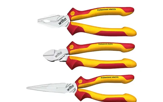 WIHA 26852 Pliers Set Professional electric 3-piece: combination pliers, flat-round-nose pliers, side cutters