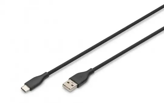 DIGITUS AK-300340-010-S USB silicone connection cable USB-A / USB-C | black | 1 m