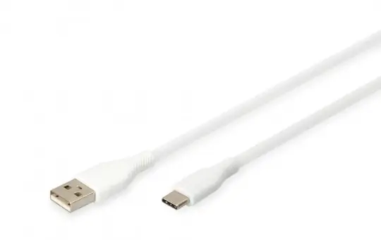 DIGITUS AK-300340-010-W Câble de connexion USB en silicone USB-A / USB-C | blanc | 1 m