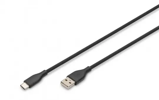 DIGITUS AK-300340-020-S USB silicone connection cable USB-A / USB-C | black | 2 m