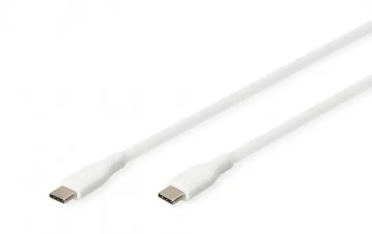 DIGITUS AK-300341-005-W Câble de connexion USB en silicone USB-C / USB-C | blanc | 0,5 m