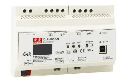 MEANWELL DLC-02-KN Passerelle KNX-DALI 2 voies, 4 relais