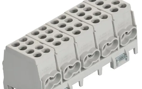POLLMANN 2080519 Main Line Branch Terminal Blocks S, 5-pole 2 inputs, 2 outputs | gray | 25/16 mm²