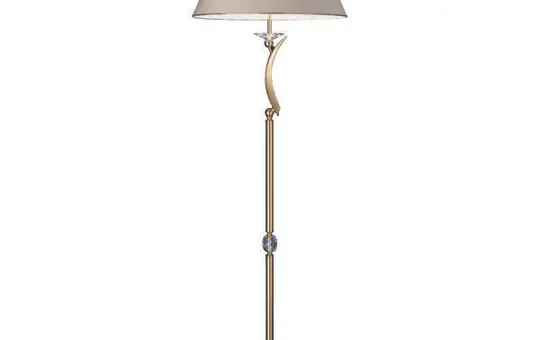 BRUMBERG 00830593 Floor lamp STELLA E14 round, with shade in moiré jacquard (beige) | shiny gold