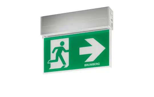 BRUMBERG 79230264 LED emergency exit sign RESCUE TWO Detection range 25 m, flat | anodized aluminum