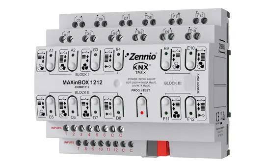 ZENNIO ZIOMB1212 KNX Universal Actuator MAXinBOX 16 A 12-way, 12 binary inputs, secure