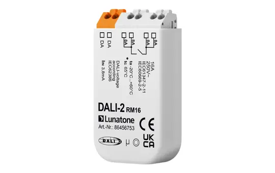 LUNATONE 86456753 DALI-2 Relay and Switching Actuator RM16 socket installation, normally closed