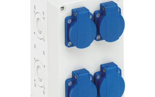 SPELSBERG STG 004 Socket Housing IP44 4x SCHUKO sockets | gray