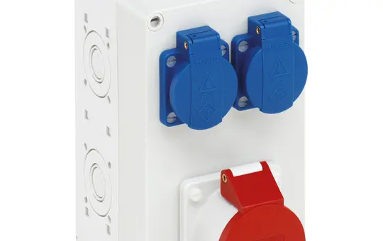 SPELSBERG STG 012 Boîtier de prise IP44 2 prises SCHUKO, 1 prise CEE | gris