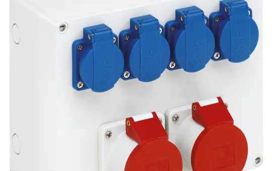 SPELSBERG STG 024 Boîtier de prise IP44 4 prises SCHUKO, 2 prises CEE | gris