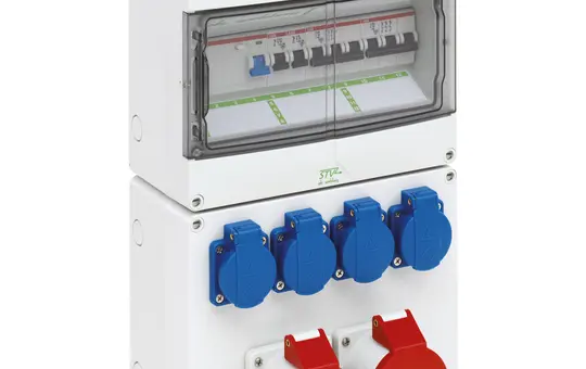 SPELSBERG STV 1224-K32 Combinaison de prises fixe IP44 4 prises SCHUKO, 2 prises CEE 32A | gris