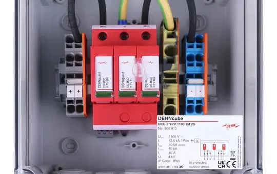 DEHN 900913 Generator connection box For the protection of 1 MPP input, strings, overcurrent.