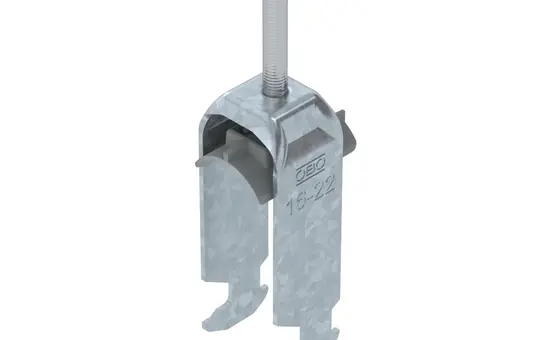 OBO BETTERMANN 1186217 Collier à étrier en acier galvanisé Bac de pression en plastique à 2 voies, pied en H | 16-22 mm