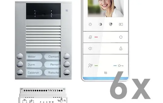 TCS PVE16060-0010 Video Set Outdoor Station Surface-Mounted AVE 6 WE, 6 buttons, 6 hands-free.