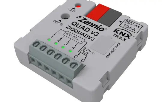 ZENNIO ZIOQUADV3 Analogue/Digital Input Module Flush-Mounted 4-way, Secure