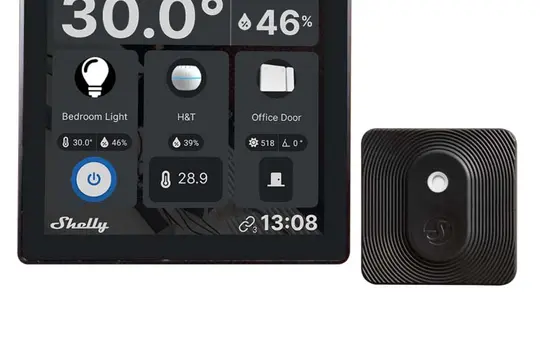 SHELLY WD HT bundle s Pack panneau tactile WLAN avec BLU H&T | noir | 4 pouces