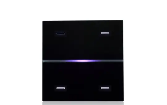 EELECTRON 9025GL04B03 KNX Touch Sensor Cover GLASSPAD Line 4-fold, Double | black