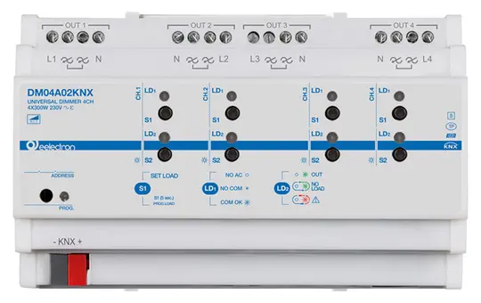 EELECTRON DM04A02KNX Actionneur de variation KNX 4 voies, 300 W
