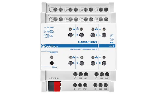 EELECTRON HA08A01KNX Actionneur de chauffage KNX 8 plis, 8 entrées binaires