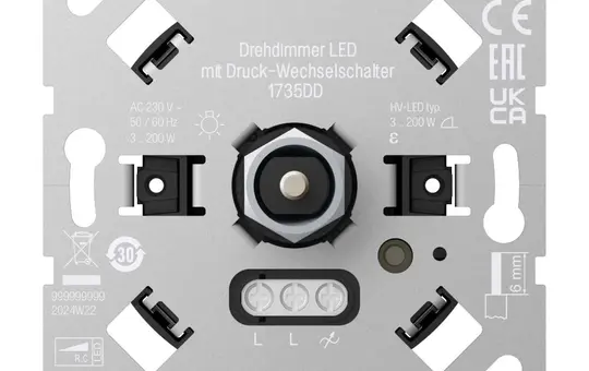 JUNG 1735DD Variateur rotatif LED avec interrupteur inverseur de pression