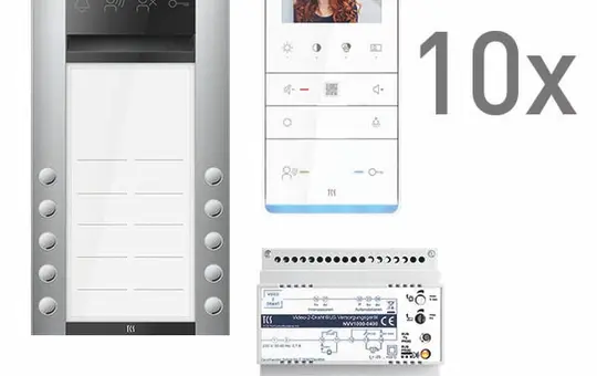 TCS PVAF102/001 Video Set Outdoor Station Surface-Mounted PES PRO 2-Wire 10 WE, 10 keys 2-column, 10 hands-free IVW6511