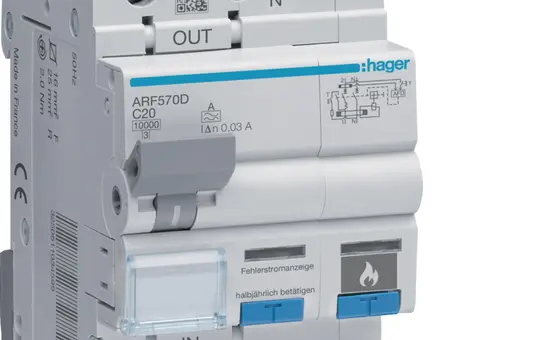 HAGER ARF570D Disjoncteur différentiel à caractéristique C 20 A (10 kA), avec disjoncteur différentiel