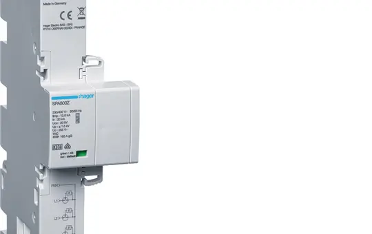 HAGER SPA800Z Combined Surge Arrester T1+T2+T3 3-pole, 12.5 kA, TNC