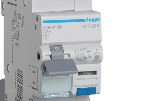 HAGER ADF970D RCD/MCB Type F C-Char. 30 mA 2-pole 20 A