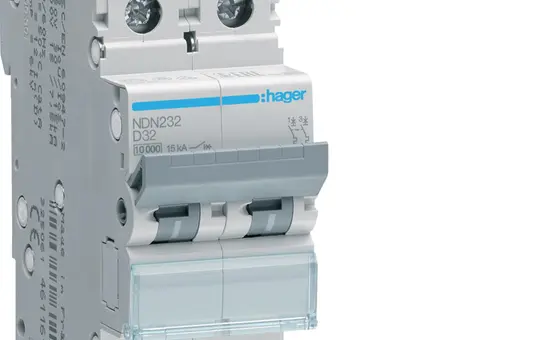 HAGER NDN232 Circuit Breaker 2-pole Type D 32A, 10 kA/15 kA