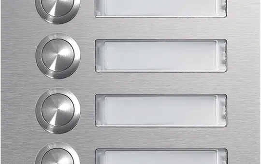 HAGER REN004X Round Push Button Module 4 residential units, with LED nameplates, EB | stainless steel matt