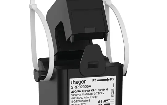 HAGER SRR02005A Transformateur à découpage SC1 200/5 A, 0,6 VA, Classe 1 | 18 mm