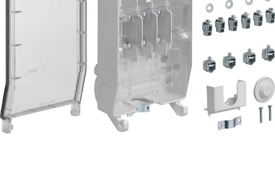 HAGER ZAN334KL Coffret de raccordement maison KH00 série K3 1x3 NH00, couvercle transparent