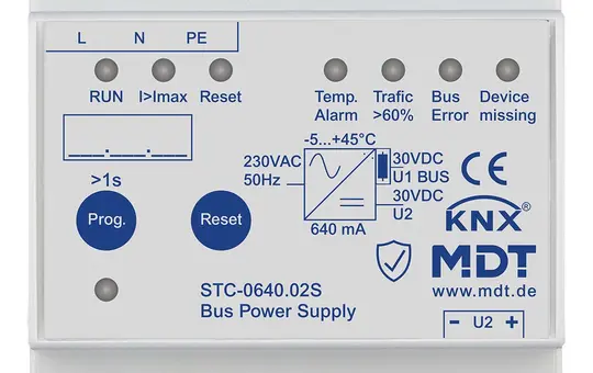 MDT STC-0640.02S KNX Bus Power Supply 640 mA, diagnostic function, secure