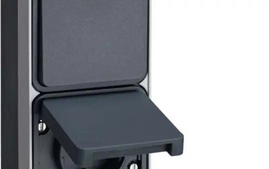 HAGER WNC082 SCHUKO Surface-mounted Combination IP55 W.1 Changeover switch/socket, touch protection | gray