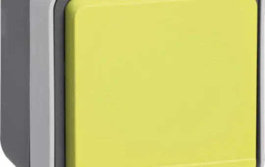 HAGER WNC100J international surface-mounted socket IP55 W.1 Single, FR/BE, yellow hinged lid | gray