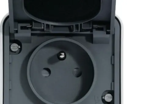 HAGER WNC100EC international surface-mounted socket IP55 W.1 Single, FR/BE, touch protection | gray