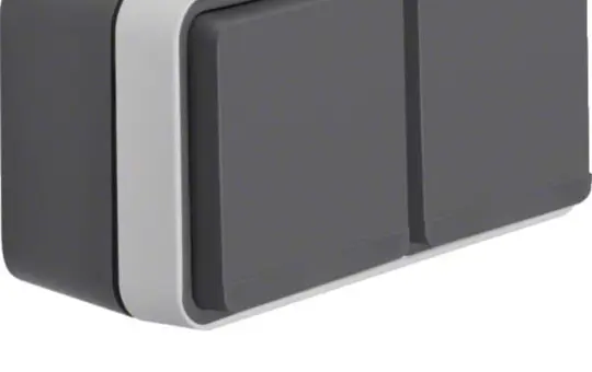 HAGER WNC142 SCHUKO surface-mounted socket IP55 W.1 Double, horizontal, 2 sliders | gray