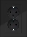 HAGER WAS2277BG Prise SCHUKO complète A.8 Double face, protection tactile, haute | noir de jais, brillant
