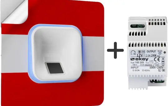 EKEY 503704 Fingerprint Set xLine Flush-mounted, power supply + WM adhesive film included | White