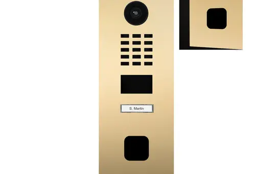 DOORBIRD D2101FV Station vidéo IP pour porte EKEY sLINE (423902473) 1 poste, préparation pour scanner d'empreintes EKEY | Aspect laiton