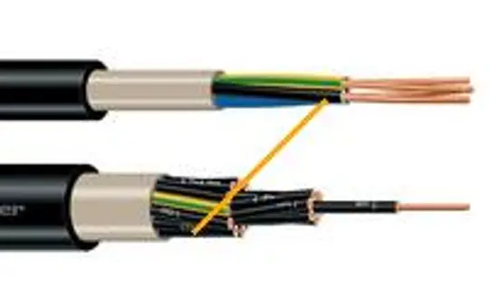 Heavy current underground cable without PE 2.5 mm² NYY-O2X2. Sold by the meter | 2x2,5 mm²