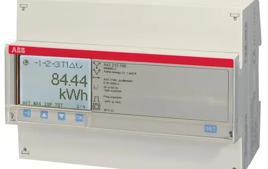 ABB A43213-100 three-phase meter pulse output 80 A, M-Bus, bronze