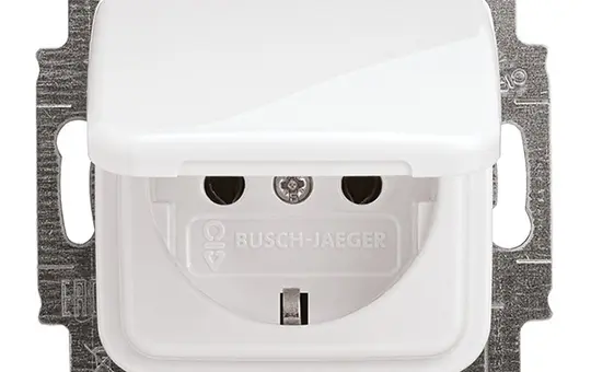BUSCH-JAEGER 20EUK-214 SCHUKO socket Reflex SI Hinged lid | alpine white