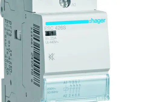 HAGER ESC426S installation contactor 4 NC contacts 25 A, 230 V (hum-free)